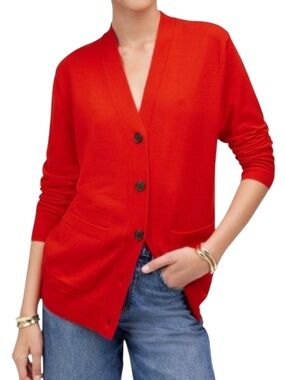 Madewell Merino Wool Boyfriend Cardigan NWOT in Red  Size S Style NS666